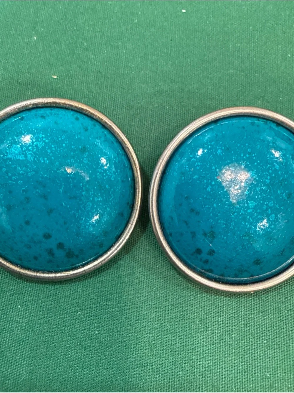 3 Button Earrings - Pink, Cream & Blue